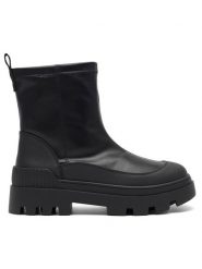 JENNY Botki ELI SK23955 Czarny. Czarne botki Jenny, bez wzorów, z syntetyku, bez obcasa, na płaskiej podeszwie, bez zapięcia. Za 84.99 zł.