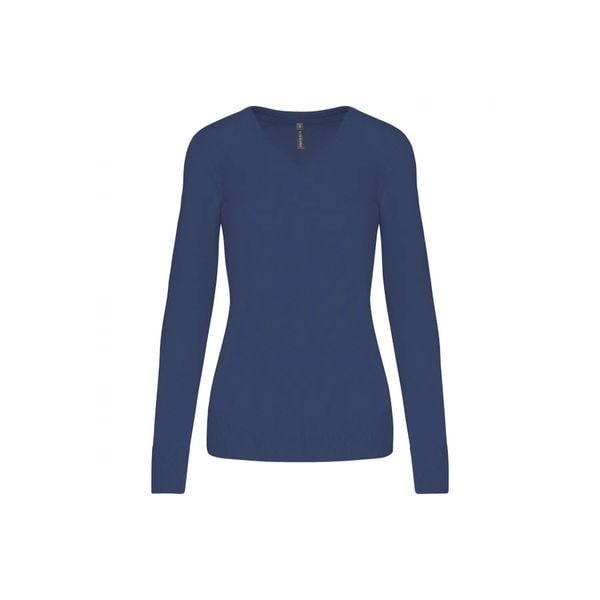 Damski sweter v-neck Kariban. Fioletowe swetry KARIBAN, xs, bez wzorów, z bawełny, eleganckie, bez ramiączek. Za 181.00 zł.