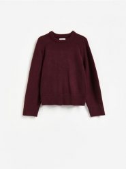 Sweter z domieszką modalu - bordowy. Czerwone swetry Reserved, l, bez wzorów, z dzianiny, bez ramiączek. Za 119.99 zł.