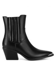 JENNY Kowbojki WYL3582-4 Czarny. Czarne botki Jenny, bez wzorów, bez obcasa, na słupku, bez zapięcia. Za 125.99 zł.