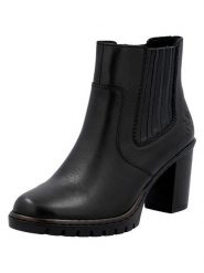 Rieker Skórzane botki w kolorze czarnym na obcasie rozmiar: 40. Czarne botki Rieker, bez wzorów, eleganckie, bez obcasa, na obcasie, bez zapięcia. Za 214.95 zł.