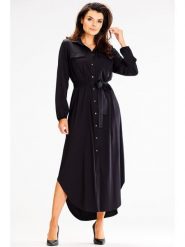 Awama Sukienka w kolorze czarnym rozmiar: S/M. Czarne sukienki Awama, na co dzień, m, bez wzorów, z tkaniny, bez kołnierzyka, bez ramiączek, maxi, proste. Za 194.99 zł.