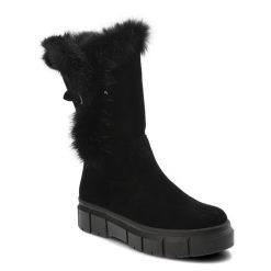 Czarne Kozaki Armodo Ocieplane Obuwie Damskie Z Futerkiem Z Królika. Czarne kozaki Armodo, na zimę, bez wzorów, z futra, eleganckie, bez obcasa, bez zapięcia. Za 389.00 zł.