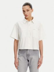 Guess Jeans Koszula W5GH0F D5NW1 Biały Regular Fit. Białe koszule Guess Jeans, s, z aplikacjami, z bawełny, bez kołnierzyka, bez ramiączek. Za 219.99 zł.