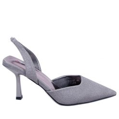 BM Czółenka na szpilce z odkrytą pięta Dolls szare. Szare czółenka BM, bez wzorów, z materiału, wizytowe, bez obcasa, na szpilce, bez zapięcia. Za 170.98 zł.