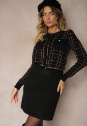 Czarna Prosta Spódnica z Dzianiny z Domieszką Wełny z Gumką w Talii Parilae. Czarne spódnice Renee, na co dzień, bez wzorów, z dzianiny, eleganckie, mini, koszulowe. W wyprzedaży za 87.99 zł.