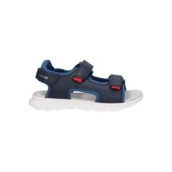 Sandały juniorskie Geox Airadyum. Niebieskie sandały Geox, bez wzorów, z syntetyku, sportowe, bez obcasa, bez zapięcia. Za 219.99 zł.