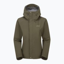 Kurtka przeciwdeszczowa damska Rab Downpour. Zielone kurtki RAB, xs, bez wzorów, z materiału, bez kaptura. Za 459.99 zł.
