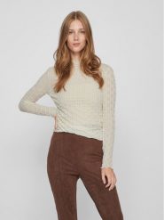 Vila Bluzka 14088387 Beżowy Slim Fit. Brązowe bluzki Vila, xs, bez wzorów, z syntetyku, bez kołnierzyka, bez ramiączek. Za 59.99 zł.