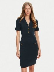 Guess Sukienka dzianinowa W5YK29 Z0130 Zielony Slim Fit. Zielone sukienki Guess, xl, z aplikacjami, z dzianiny, bez kołnierzyka, bez ramiączek. Za 399.99 zł.