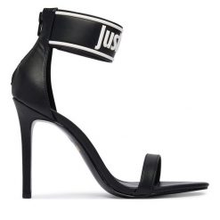 Sandały Just Cavalli. Czarne sandały Just Cavalli, bez wzorów, bez obcasa, na szpilce, bez zapięcia. Za 896.99 zł.