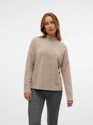 Vero Moda Sweter w kolorze jasnobrązowym rozmiar: XS. Brązowe swetry Vero Moda, xs, bez wzorów, ze splotem, bez ramiączek. Za 41.79 zł.