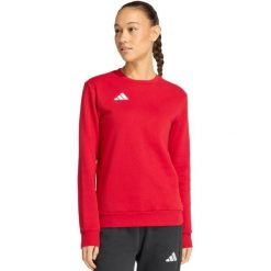 Bluza damska adidas Entrada 26 Sweat Top, czerwona. Czerwone bluzy adidas, bez wzorów, z bawełny, bez kaptura. Za 134.99 zł.