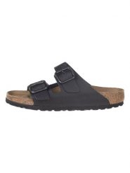 Birkenstock Skórzane klapki "Arizona" w kolorze czarnym rozmiar: 42. Czarne klapki Birkenstock, bez wzorów, ze skóry, klasyczne, bez obcasa, bez zapięcia. Za 568.34 zł.