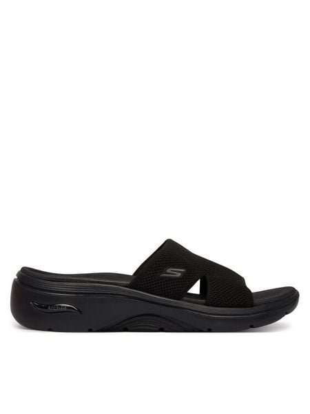 Skechers Klapki GO WALK Arch Fit 2.0 140865/BBK Czarny. Czarne klapki Skechers, bez wzorów, z materiału, bez obcasa, bez zapięcia. Za 237.99 zł.