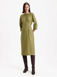 BGN Sukienka w kolorze khaki rozmiar: 34. Brązowe sukienki BGN, na co dzień, bez wzorów, bez kołnierzyka, bez ramiączek, midi, proste. Za 118.56 zł.