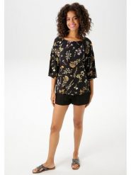 Aniston Bluzka w kolorze czarno-żółtym rozmiar: 42. Czarne bluzki Aniston, bez wzorów, z wiskozy, bez kołnierzyka, bez ramiączek. Za 74.99 zł.