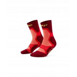 Skarpety kompresyjne do połowy łydki z amortyzującą wyściółką unisex CEP. Czerwone skarpetki CEP, bez wzorów, z elastanu. Za 79.00 zł.