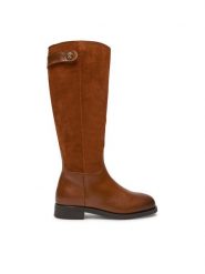 Tommy Hilfiger Oficerki Th Stud Leather Mix Long Boot FW0FW08341 Brązowy. Brązowe kozaki Tommy Hilfiger, bez wzorów, ze skóry, bez obcasa, na płaskiej podeszwie, bez zapięcia. Za 1,099.00 zł.