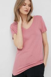 GAP t-shirt damski kolor różowy. Czerwone t-shirty GAP, l, bez wzorów, z dzianiny, bez kołnierzyka, bez ramiączek. Za 89.99 zł.