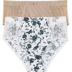 Figi wyszczuplające (2 pary) bonprix ecru z nadrukiem + cielisty. Bielizna modelująca marki bonprix. Za 59.98 zł.