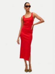 Vero Moda Sukienka codzienna Chloe 10325601 Czerwony Slim Fit. Czerwone sukienki Vero Moda, na co dzień, l, bez wzorów, z bawełny, bez kołnierzyka, bez ramiączek, proste. Za 89.99 zł.