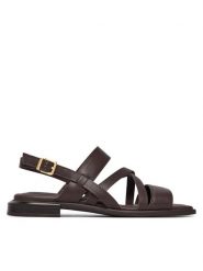 Clarks Sandały Ariany Strap 26185801 Brązowy. Brązowe sandały Clarks, bez wzorów, ze skóry, bez obcasa, na płaskiej podeszwie, bez zapięcia. Za 389.99 zł.