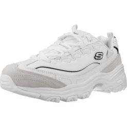Buty do chodzenia damskie Skechers D'lites. Białe buty treningowe Skechers, bez wzorów, z gumy, bez zapięcia, trekkingowe. Za 297.00 zł.