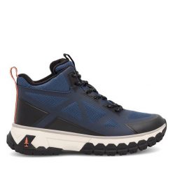Trapery BASS OUTDOOR. Niebieskie traperki BASS OUTDOOR, bez wzorów, bez obcasa, bez zapięcia. Za 183.99 zł.