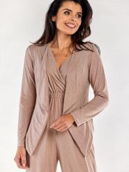 Żakiet Model A559 Beige - awama. Brązowe marynarki i żakiety Awama, l, bez wzorów, z elastanu, bez ramiączek. Za 256.23 zł.