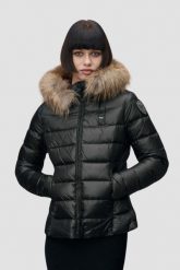 BLAUER Czarna kurtka damska Arcadia Short Jackets. Czarne kurtki Blauer USA, l, bez wzorów, z futra, bez kaptura. W wyprzedaży za 1,109.99 zł.