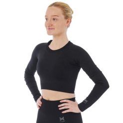 Xtreme Sportswear Crop Damski top sportowy z długim rękawem Czarny. Czarne topy sportowe XTREME SOCKSWEAR, m, bez wzorów, na fitness i siłownię. Za 142.99 zł.