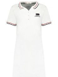 Geographical Norway Sukienka polo "Jamaela" w kolorze białym rozmiar: L. Białe sukienki Geographical Norway, na co dzień, l, bez wzorów, bez kołnierzyka, bez ramiączek, mini, proste. Za 74.99 zł.