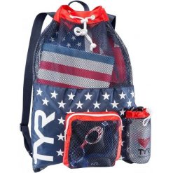 Worek plecak pływacki unisex Tyr Alliance Big Mesh Mummy. Białe plecaki TYR, bez wzorów, z meshu, bez dodatków. Za 129.66 zł.