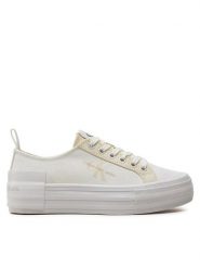 Calvin Klein Jeans Tenisówki Bold Vulc Flatf Low Lace Mix Mtl YW0YW01465 Écru. Trampki Calvin Klein Jeans, bez wzorów, z jeansu, bez zapięcia. Za 209.99 zł.