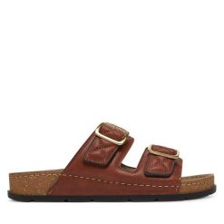 Klapki Scholl. Czerwone klapki Scholl, bez wzorów, bez obcasa, bez zapięcia. Za 339.99 zł.