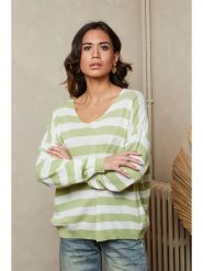 Joséfine Sweter "Quety" w kolorze zielono-białym rozmiar: S. Białe swetry Joséfine, s, bez wzorów, bez ramiączek. Za 176.50 zł.