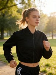 Krótka bluza sportowa z zamkiem - czarny. Czarne bluzy bez kaptura Sinsay, l, bez wzorów, bez kaptura, do biegania. Za 49.99 zł.