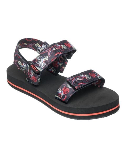 Sandały dla Kobiety ROXY CAGE Czarny. Czarne sandały Roxy, bez wzorów, z gumy, bez obcasa, bez zapięcia. Za 209.99 zł.