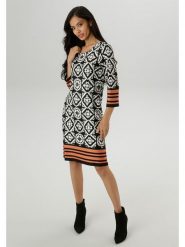 Aniston Sukienka w kolorze czarno-białym rozmiar: 48. Białe sukienki Aniston, na co dzień, bez wzorów, bez kołnierzyka, bez ramiączek, midi, proste. Za 91.45 zł.