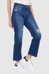 7 FOR ALL MANKIND Granatowe jeansy z rozszerzoną nogawką Riley Ankle Boot. Niebieskie jeansy 7 for all mankind, s, bez wzorów, z bawełny. W wyprzedaży za 599.99 zł.