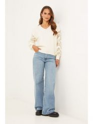 Soft Cashmere Sweter w kolorze kremowym rozmiar: 38/40. Brązowe swetry Soft Cashmere, bez wzorów, klasyczne, bez ramiączek. Za 205.45 zł.