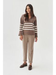 TATUUM Sweter w kolorze jasnobrązowo-białym rozmiar: XL. Brązowe swetry Tatuum, xl, bez wzorów, ze splotem, bez ramiączek. Za 125.85 zł.