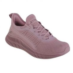 Buty do chodzenia damskie Skechers Bobs Geo-new Aesthetics. Czerwone buty treningowe Skechers, bez wzorów, z materiału, bez zapięcia, trekkingowe. Za 249.99 zł.