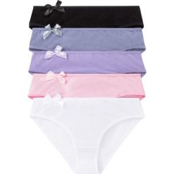 Figi (5 par) bonprix niebiesko-czarno-biały - kolor bzu - jasnoróżowy. Figi bonprix. Za 37.45 zł.