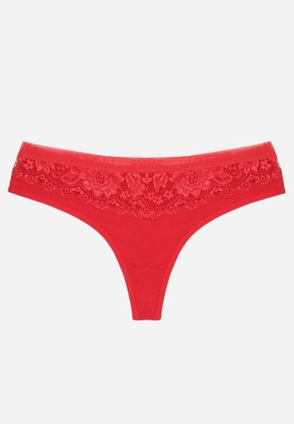 Czerwone Majtki Typu Stringi z Bawełną i Koronką Zeliche. Czerwone stringi Renee, z aplikacjami, z bawełny. Za 4.99 zł.