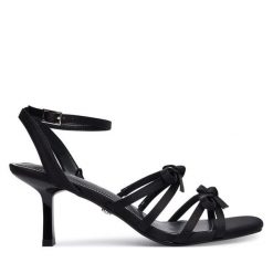 Sandały Buffalo. Czarne sandały Buffalo, bez wzorów, bez obcasa, na szpilce, bez zapięcia. Za 349.99 zł.