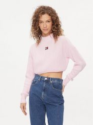 Tommy Jeans Sweter Badge DW0DW16519 Różowy Regular Fit. Czerwone swetry Tommy Jeans, xl, bez wzorów, z bawełny, bez ramiączek. Za 349.00 zł.