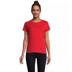 Dopasowana koszulka T-shirt z jerseyu dla kobiet Sol's Pioneer. Czerwone t-shirty SOL'S, s, bez wzorów, z jersey, bez kołnierzyka, bez ramiączek. Za 30.50 zł.