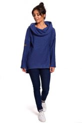 Indygo Asymetryczna Bluza Oversize z Kapturem. Czarne bluzy MOE, l, bez wzorów, z bawełny, bez ramiączek, z kapturem. Za 253.90 zł.